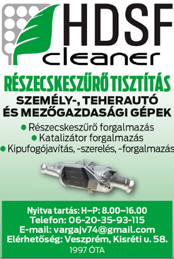 Részecskeszűrő tisztítás - HDSF Cleaner